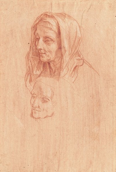 Two Studies for the Head of an Old Woman by Carlo Maratta or Maratti